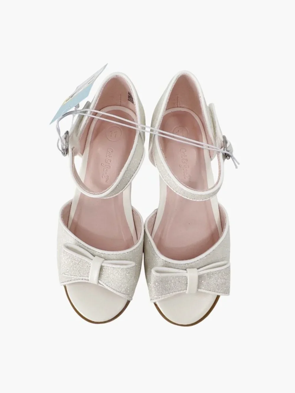 NEW Cat & Jack Toddler Girls' Hazina Peep Toe Low Contoured Dress Heels - White